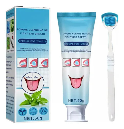 Nuevo Gel Limpiador de Lengua + Cepillo Profesional