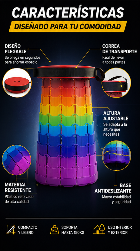 Nuevo Silla Plegable Portátil Compacta Ultraportátil