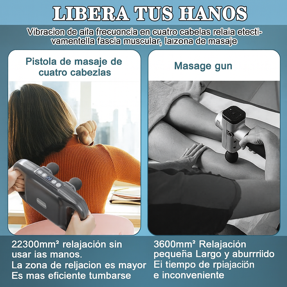 PISTOLA DE MASAJE 4 CABEZALES