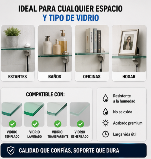 Nuevo Pinza Ajustable Sujeción Vidrio Estante F