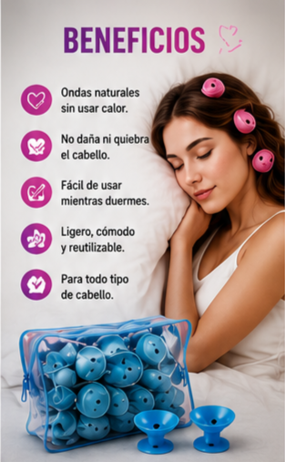 Nuevo SET de 10 Rizadores de Silicona Fácil para Cabello