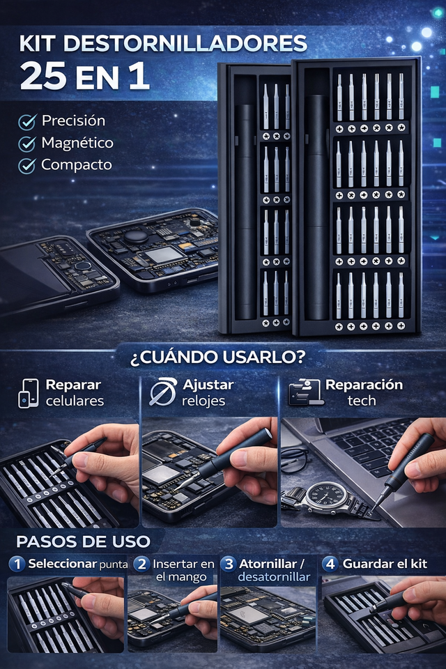 Nuevo Kit Mini Destornilladores Magnéticos Portátil