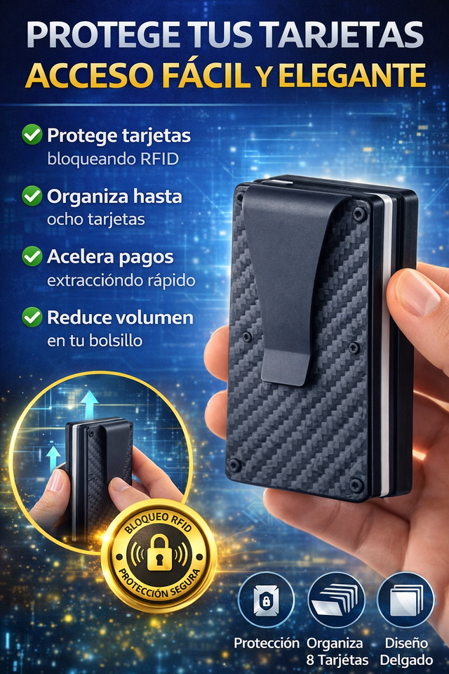 Nuevo Portatarjetas Carbono Minimalista para Bolsillo