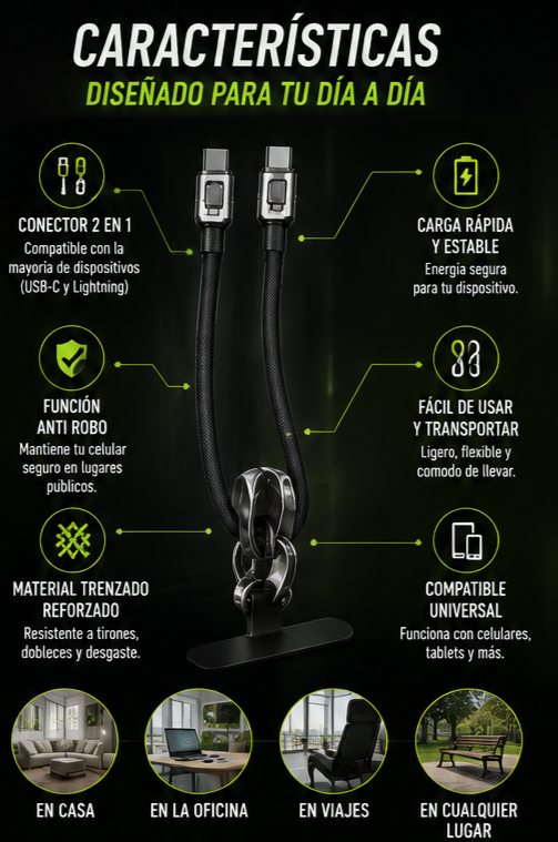 Nuevo Cable Pulsera Carga Rápida y Datos