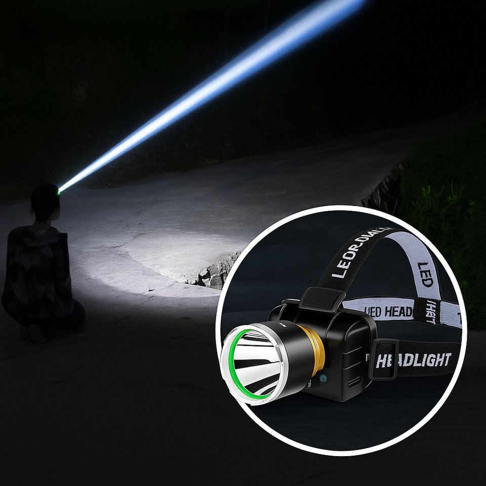 Nueva Linterna Frontal LED de Cabeza Recargable y Ultra Potente