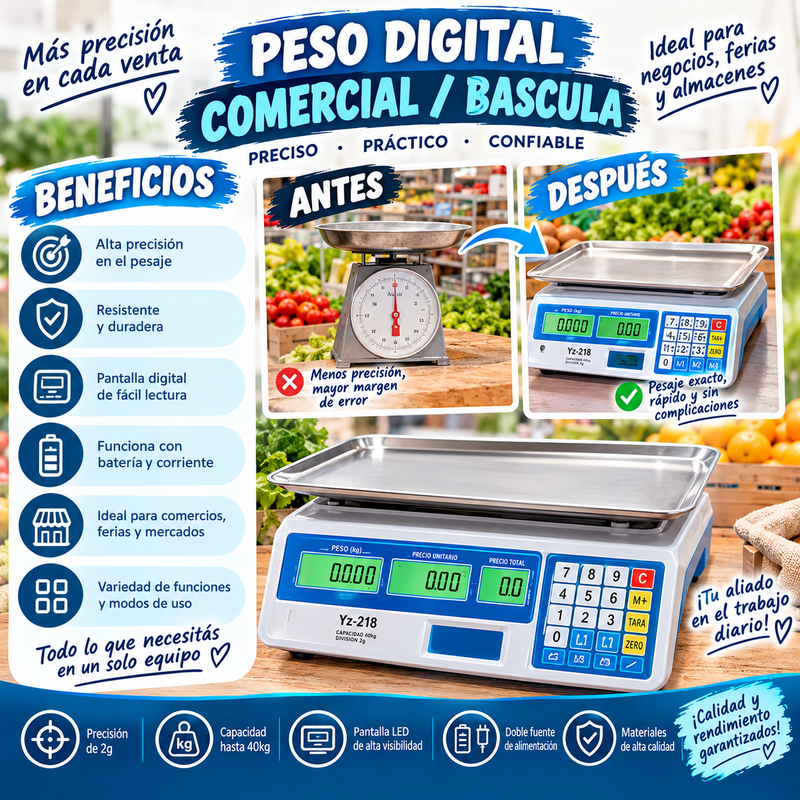 Balanza Comercial Digital de Acero Inoxidable