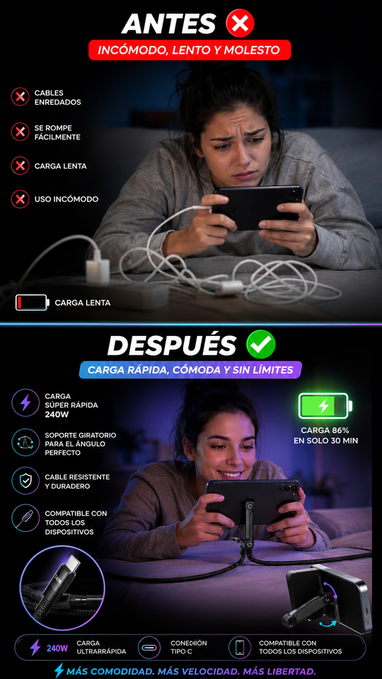 Nuevo Cable Rápido Tipo C Compacto