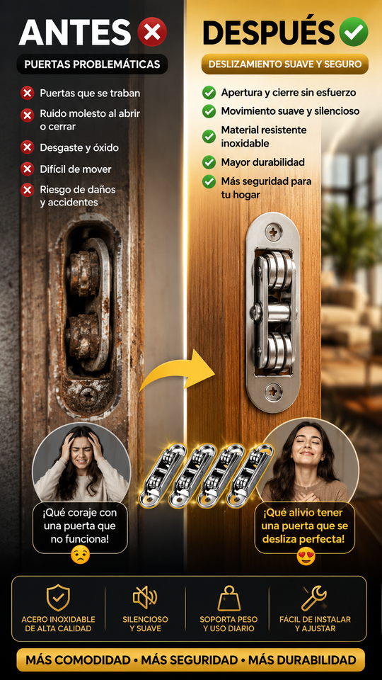 Nuevo Set de 4 Rodamientos Silencioso para Puerta Corredera