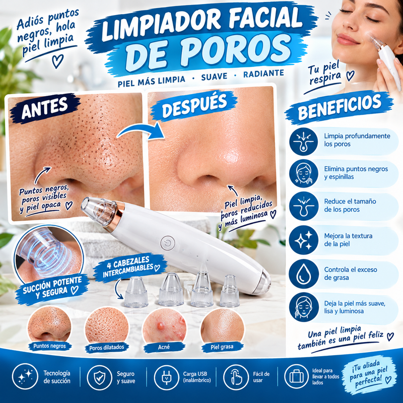 Nuevo Limpiador Facial Recargable de Poros
