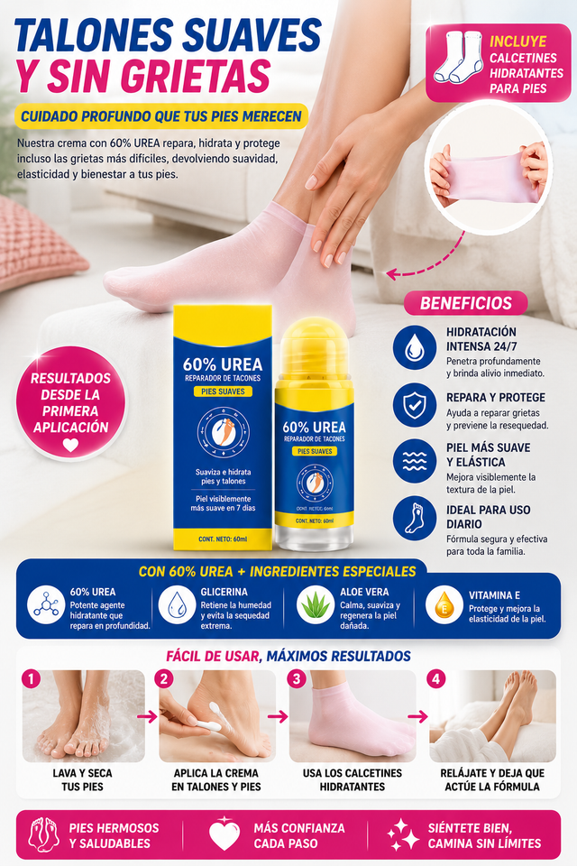 Nuevo Crema de Urea para Pies Rugosos + Calcetines