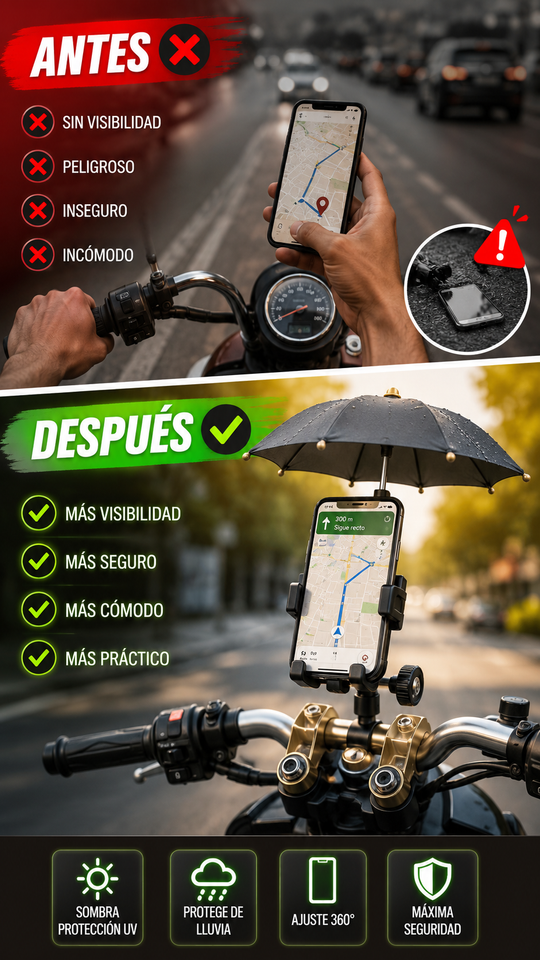Nuevo Soporte Paraguas Moto Universal Compacto