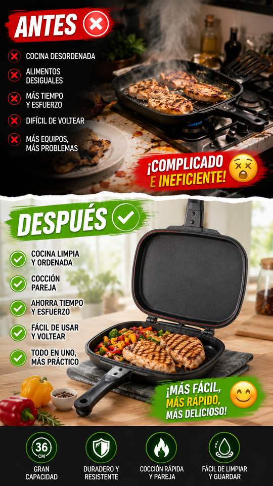 Nuevo Sartén Doble Cara Antiadherente Portátil