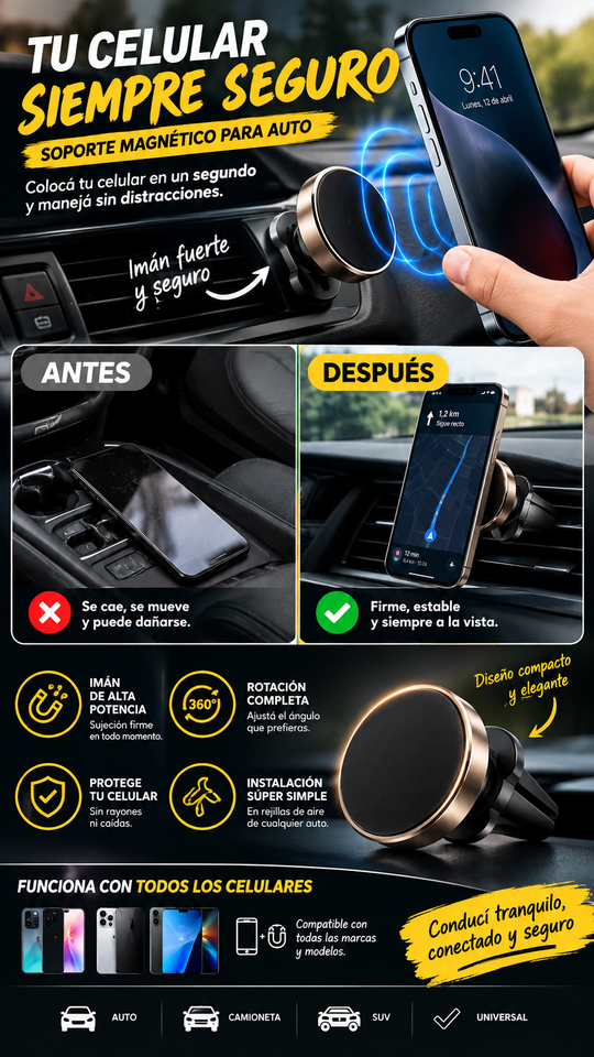Nuevo Soporte Magnético para Teléfono en Auto