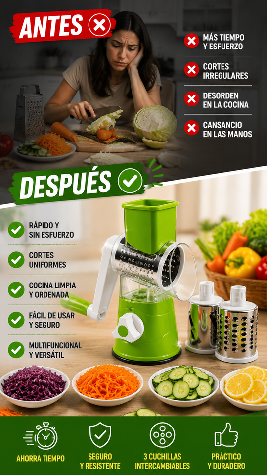 Nuevo Cortador Giratorio Multifunción de Cocina Rápido