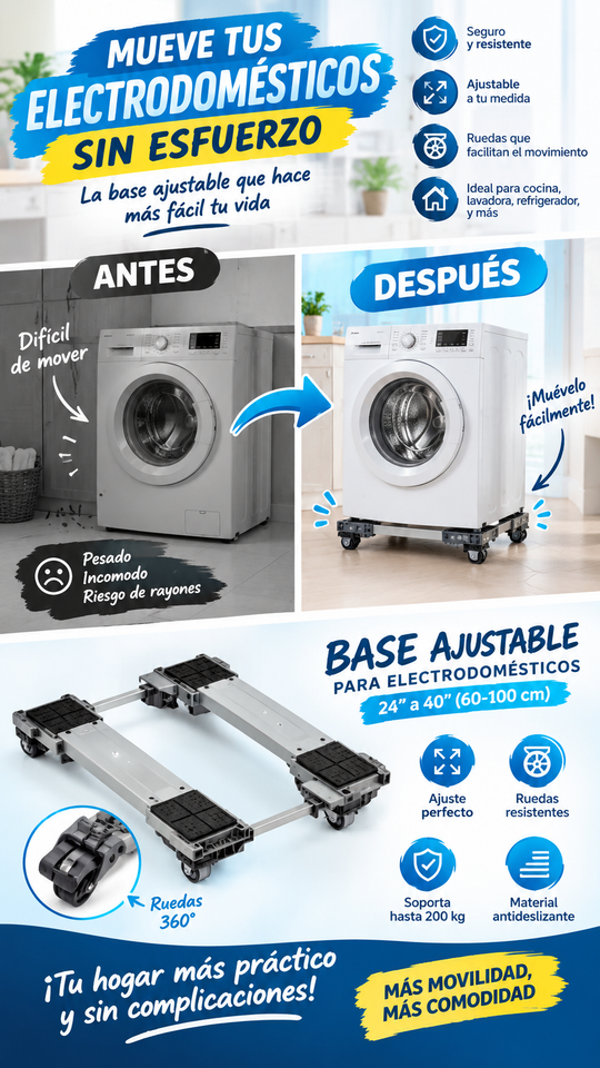 Nuevo Base SET de 2 unidades Deslizante Ajustable Para Electrodomésticos