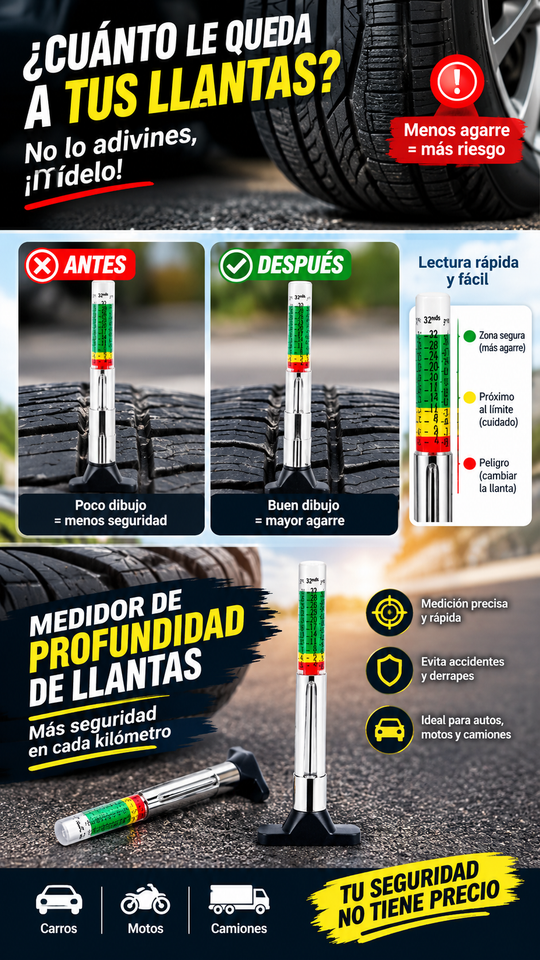 Nuevo Medidor Digital de Profundidad de Neumáticos