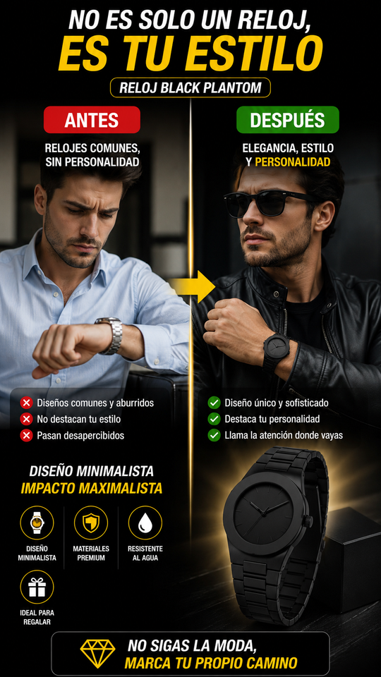 Nuevo Reloj Casual Negro Duradero Clásico