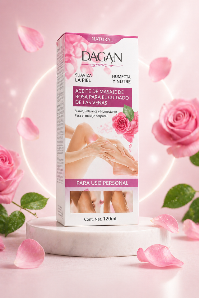 Nuevo aceite de masaje rosa para el cuidado de las venas
