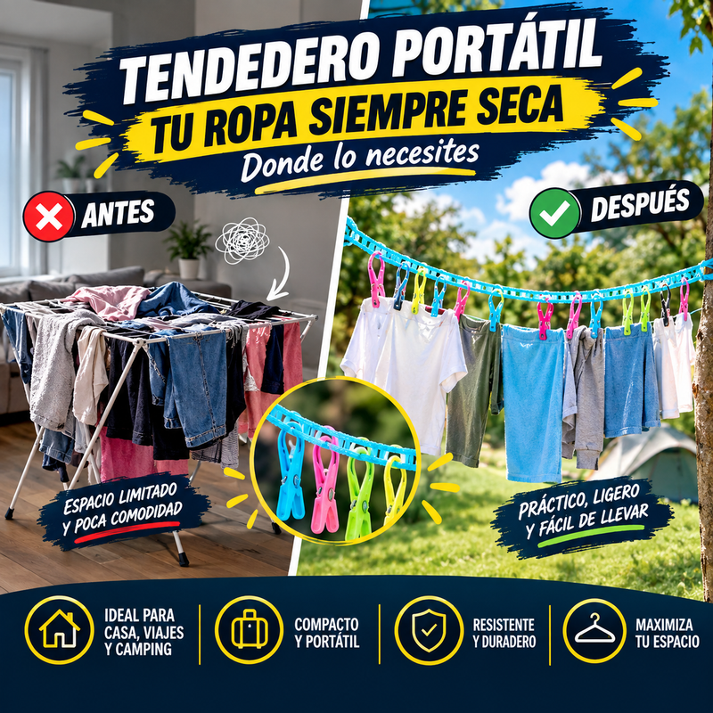 Nuevo Tendedero Portátil Antideslizante