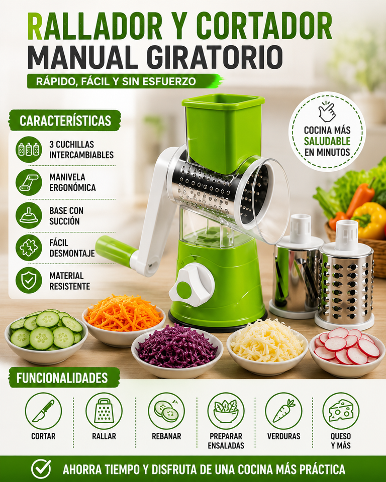 Nuevo Cortador Rotativo Multifunción de Cocina