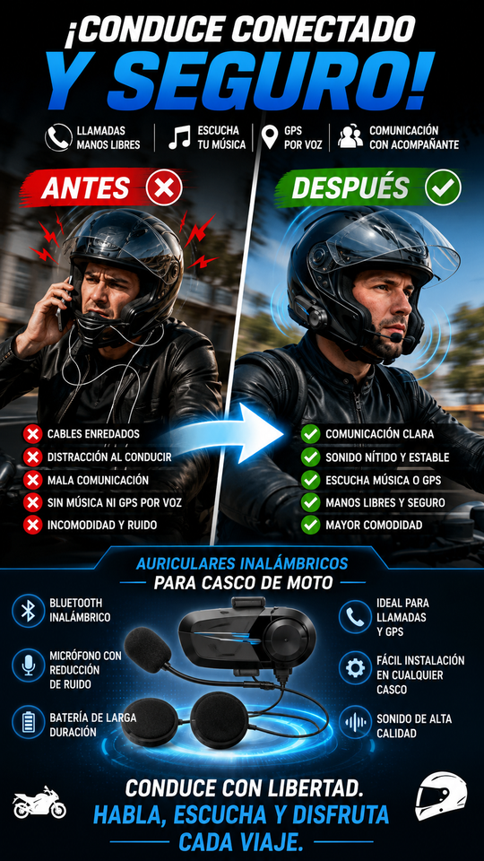 Nuevo Auricular Bluetooth para Casco Moto
