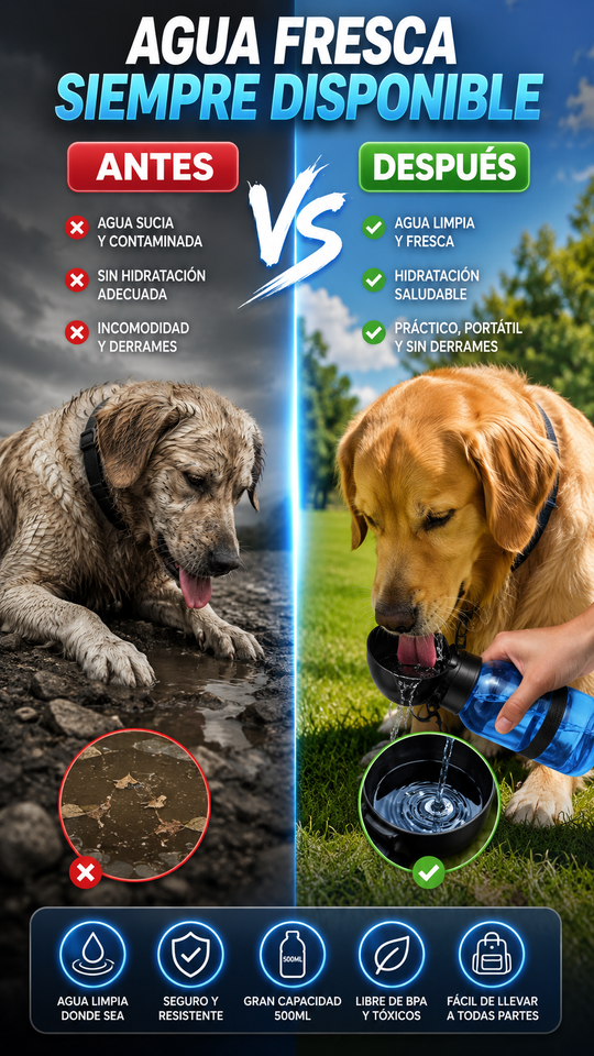 Nuevo Botella de Agua Portátil para Perros