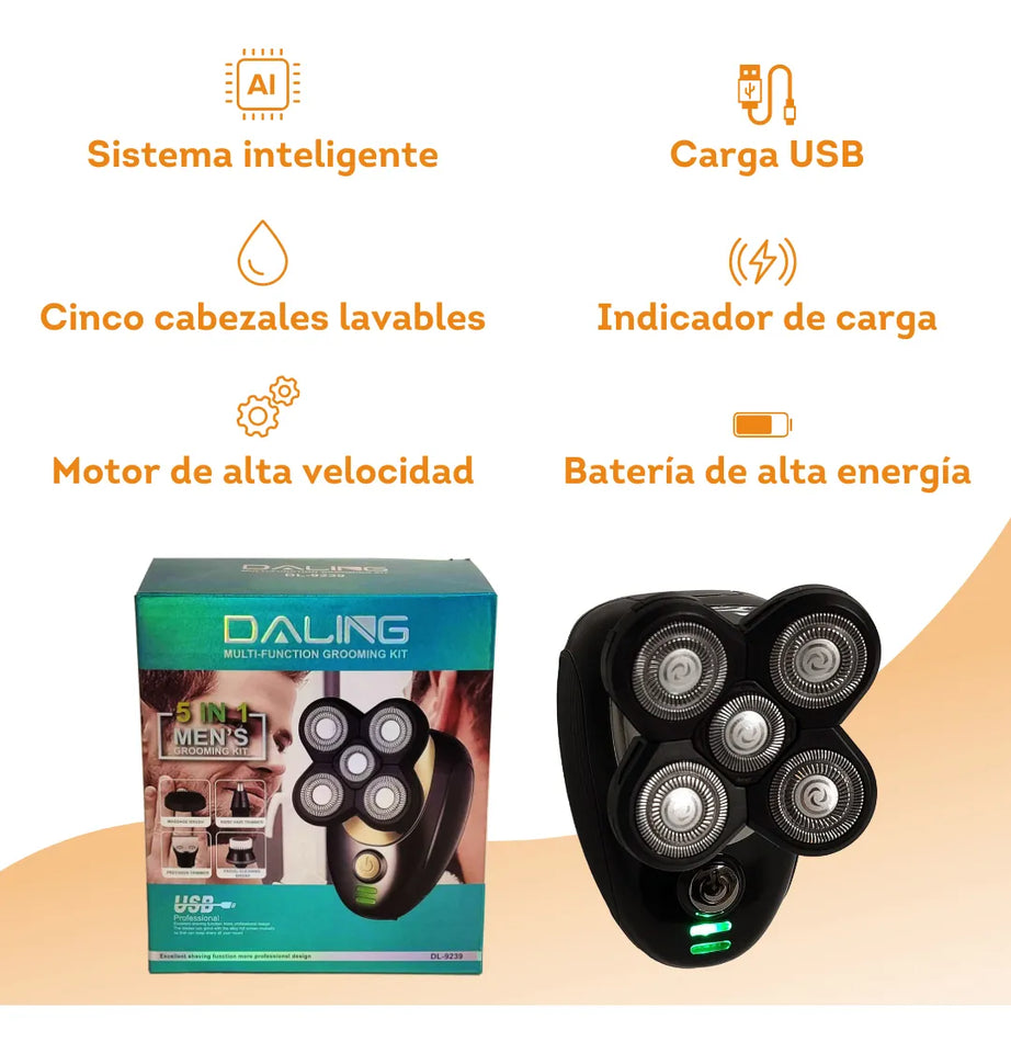 Nueva Afeitadora Eléctrica Rotativa 4D – 5 en 1: Cuidado Total