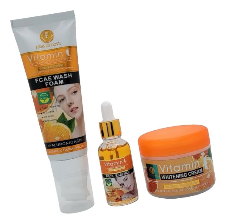 SET DE 3 PIEZAS HIDRATANTE (VITAMINA C + ÁCIDO HIALURÓNICO)