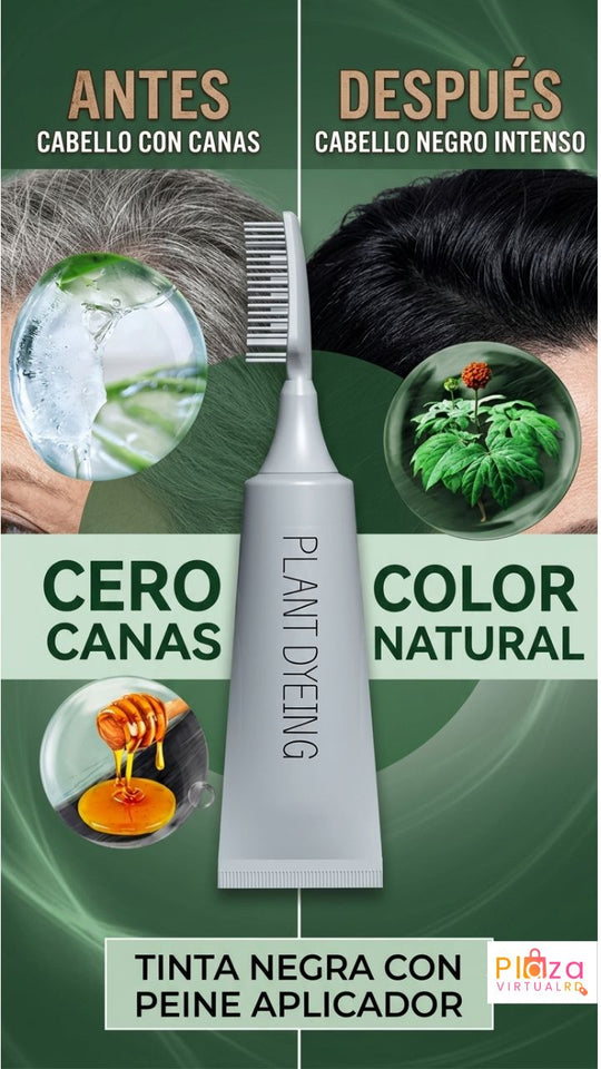 Nuevo Peine Tinte Natural Color Negro