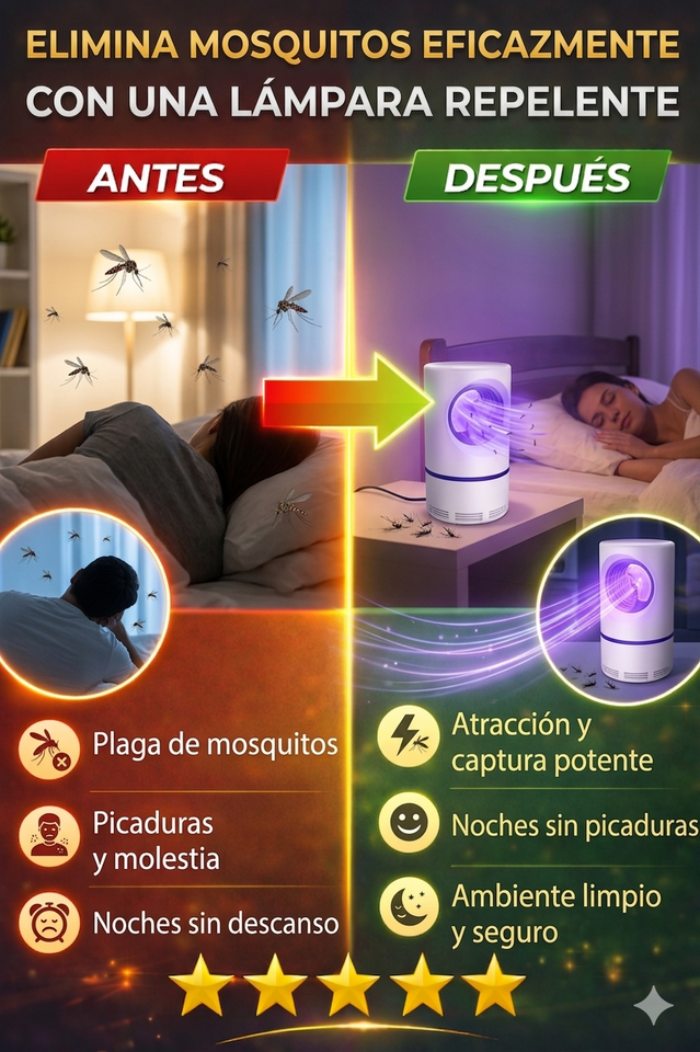 Nueva Lámpara Mata Mosquitos USB Compacta Nocturna