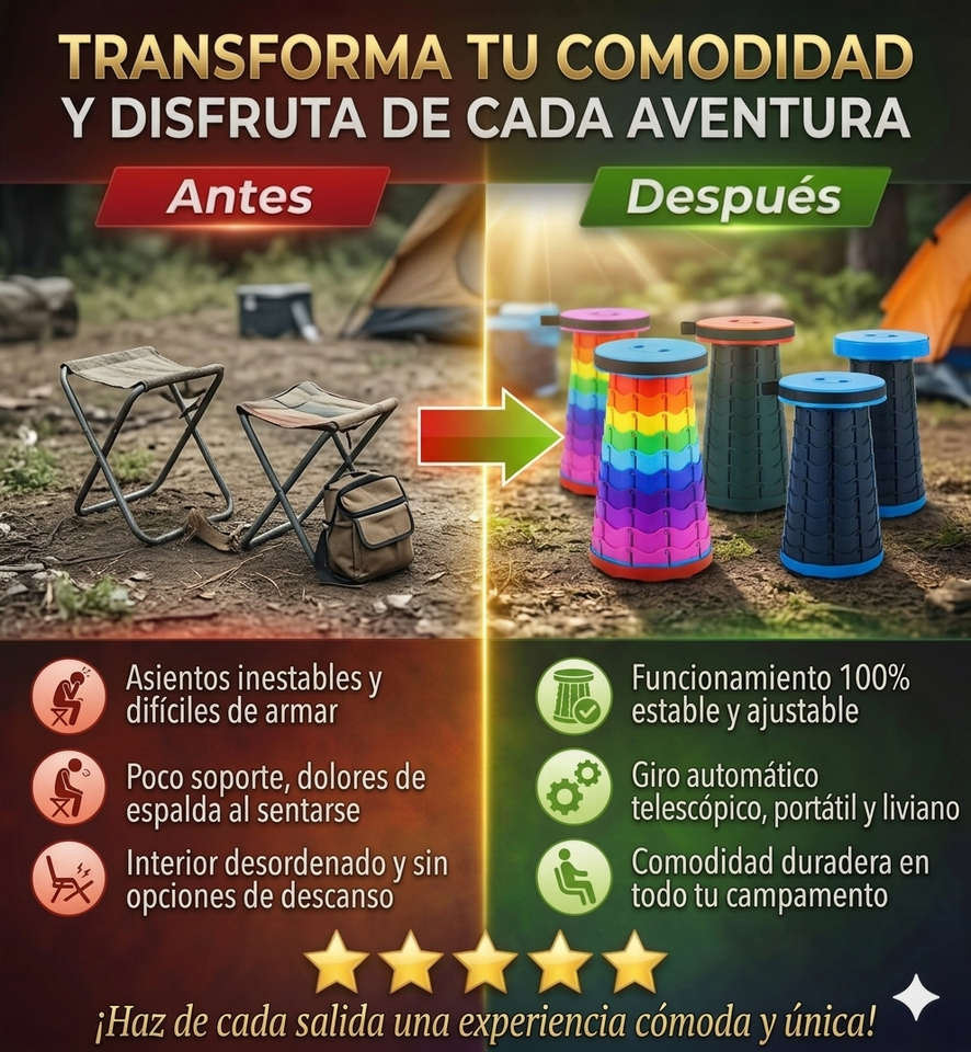 Nuevo Silla Plegable Telescópica Compacta Portátil