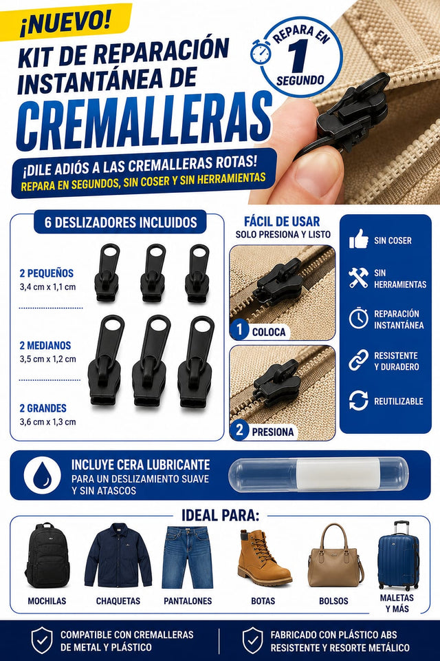 Nuevo Kit Reparador Cremalleras