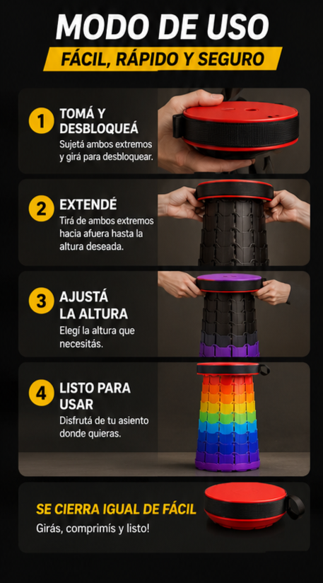 Nuevo Silla Plegable Portátil Compacta Ultraportátil