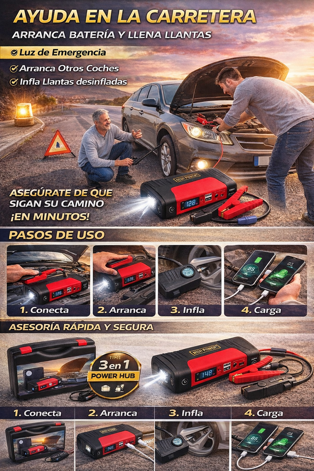 Nuevo Arrancador Veloz Portátil Compacto de Emergencia