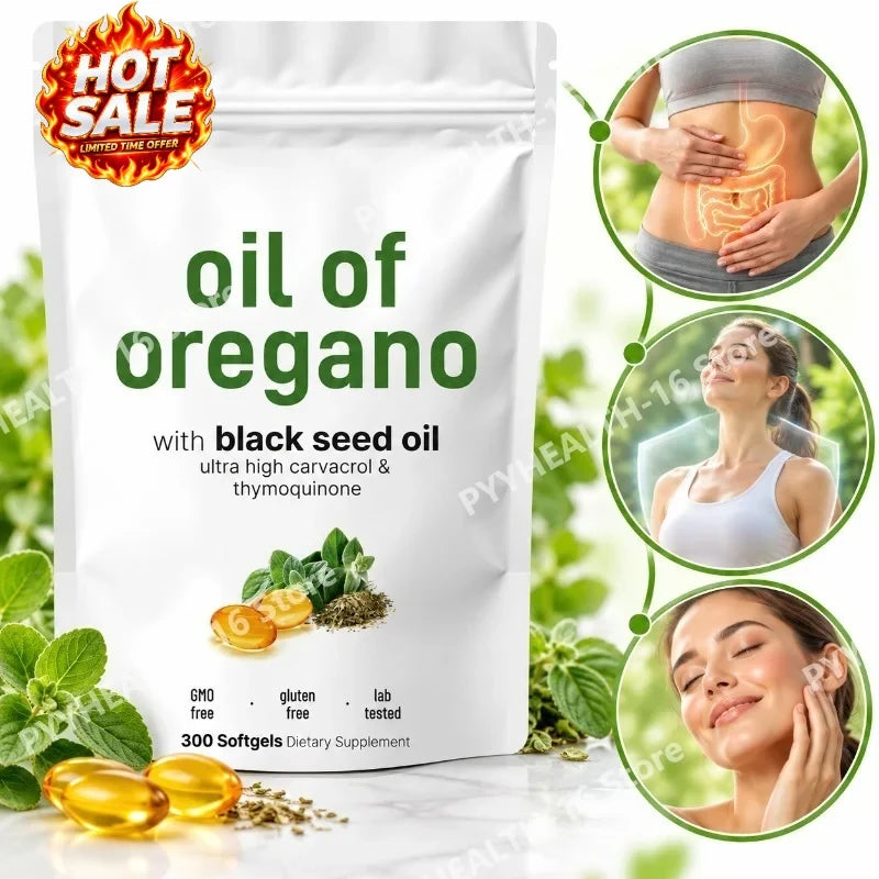 Nuevo Aceite de Oregano y Comino Negro Capsulas Blando