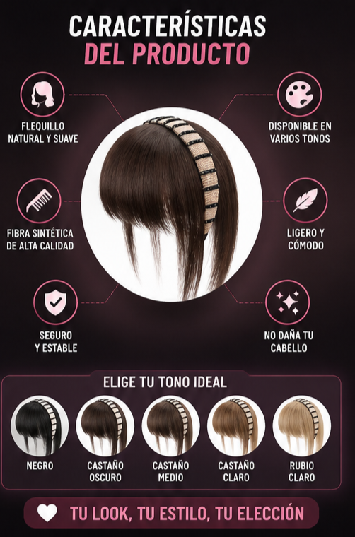 Nuevo Flequillo sintético natural y rápido