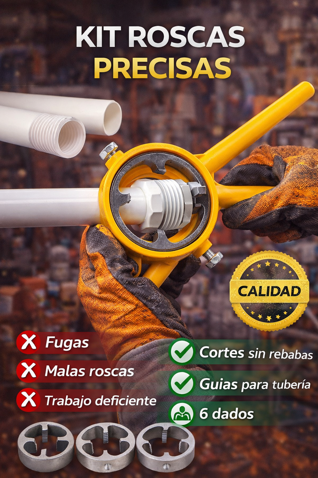 Nuevo Juego de Roscas para PVC Set de 6 piezas