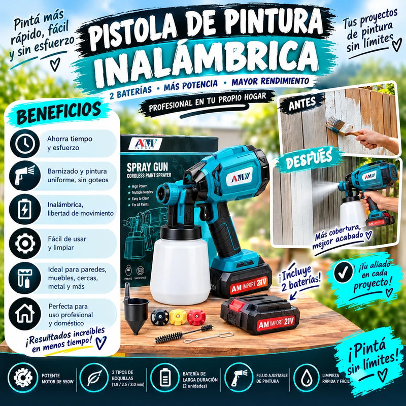 Pistola Eléctrica Inalámbrica Para Pintar