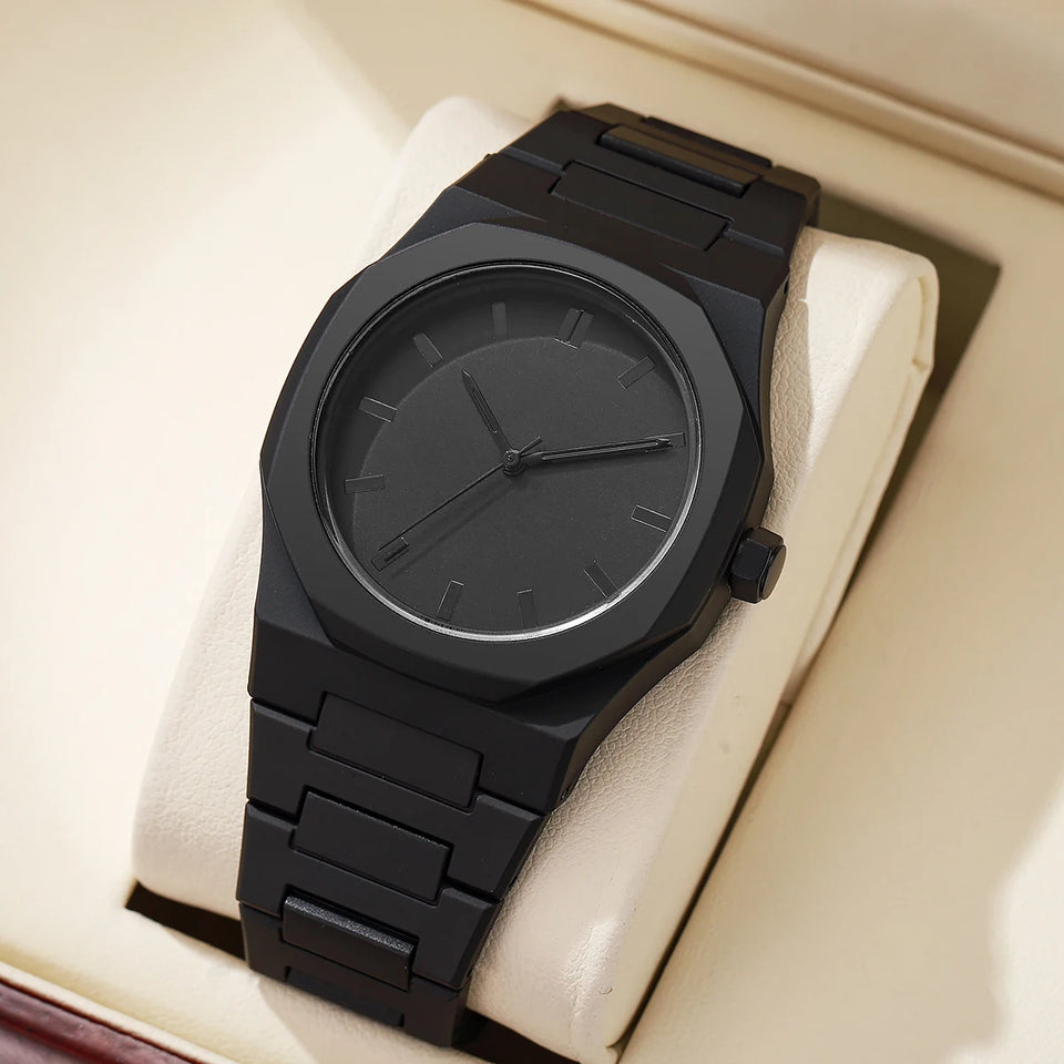 Nuevo Reloj Casual Negro Duradero Clásico