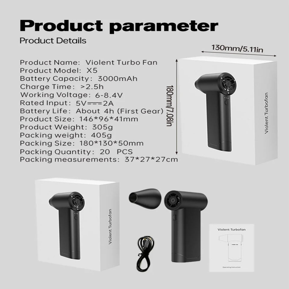 Nuevo Soplador Turbo Portátil Pro Potente
