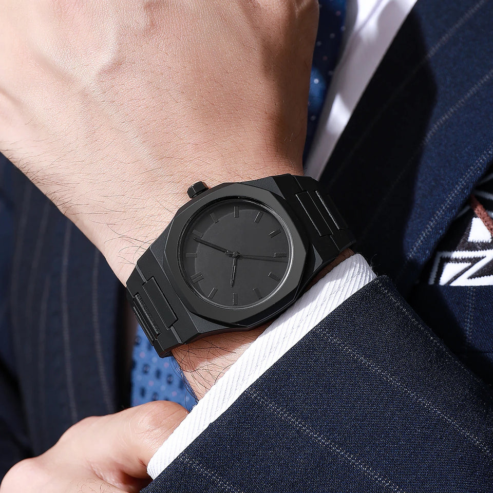 Nuevo Reloj Casual Negro Duradero Clásico